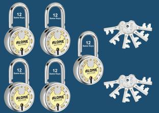 alone Round 65mm 12 Same Keys 5 Padlocks for home door gate shutter Brass Combination Padlock