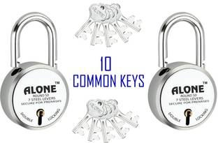 alone Round 50mm Lock for Home Gate Shop & Shutter, 10 Same Keys 2 Lock (pack 2) Padlock