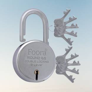 LINK O LINE Foora Round 65mm Padlock with 10 Keys and key chain , 8 Levers Door Lock Padlock