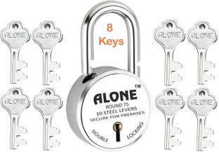 alone Round 75mm Lock for Home Gate Shop & Shutter, Double Locking 8 Keys Padlock
