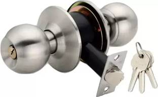 BUCKLER Iron Silver Glossy Cylindrical Knob Locks with 3 Keys Lock