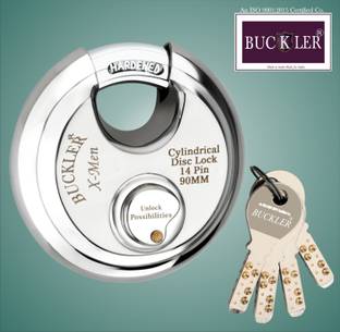 BUCKLER Stainless Steel Shutter,Main Gate,Office, Godown ,90MM-14 Pin with 4 Keys Lock