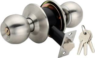Met Craft Stainless Steel Cylindrical Door Lock Silver With 3 Simple Keys Lock