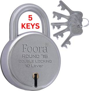 LINK O LINE Round 75 Big Size Lock with 5 Keys, Double Locking, 10 Lever Lock Padlock