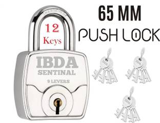 IBDA lock with 12 keys | lock and key | 65mm | push / auto lock mechanism |Steel Body Lock