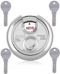 alone Stainless Steel Shutter Disc Lock 90mm with 4 Computerized Keys (304 Steel) Lock