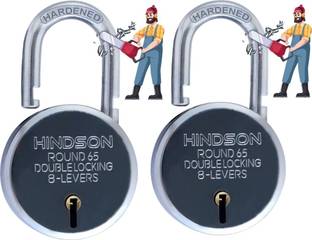 HINDSON Round 65mm Hardened Shackle Pack of 2, 8Lever,Double Locking Lock for Door,Gate Padlock