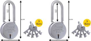 Foora (Pack of 2) Round 65 LS with 5 Keys Each, Long Shackle, Double Locking Padlock