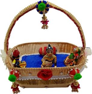 Kanha Laddu Gopal Rajashtani Couple Puppet Basket (Size 4 to 6) Jhula