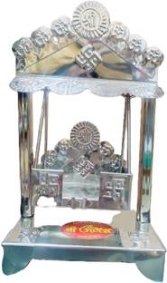 Tanishka Creations Steel Jhula for Kanha ji, Medium Size, Suitable For 3, 4, 5 no. Laddu Gopal ji, Steel Jhula