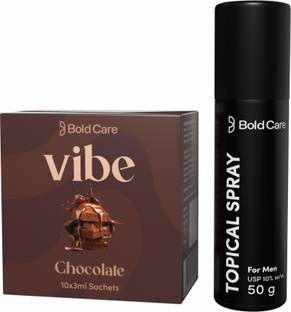 Bold Care Vibe Water-Based Lube Sachets | Chocolate Flavored | 10x3gms Lubricant