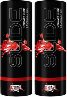 NottyBoy Slide Intimate Lube & Massage Gel, Strawberry Flavoured, 2-in-1 Use, Water Based Lubricant