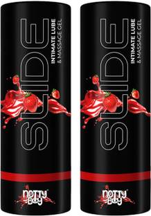 NottyBoy Slide Intimate Lube & Massage Gel, Strawberry Flavoured, 2-in-1 Use, Water Based Lubricant