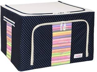 MOHAK Cloth Organizer Bag 66 LTR Foldable Steel Frame Cloths Zip Organizer Bag and Oxford Fabric Luggage Cover