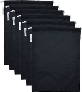 SHOESHINE Waterproof & Dust Proof Shoes Bag (6 Pcs) Fine Quality Soft Fabric Protect Your Footwear from Water and dust - Black Luggage Cover