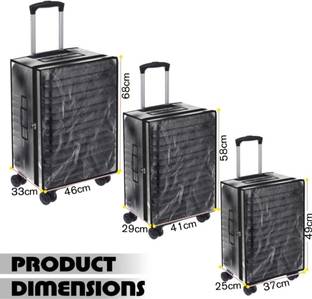 Mumbai Tourister 26,22,20 Combo Pack of 3 Transparent Trolley Bag Cover PVC Dust Proof Cover Luggage Cover