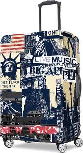 JANKISFASHION Printed Travel Suitcase Trolley Bag Protector - Scratch & Dust Proof Stretchable & Scratchproof , Reusable And Washable, Durable Fabric Luggage Cover