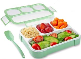 Gahi Leak Proof 4 Compartment Lunch Box Freezer Safe with Spoon for Adults and Kids 4 Containers Lunch Box