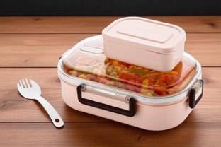 CONQUER Plastic Launch Boxes 2 Containers Lunch Box