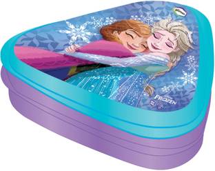DISNEY Frozen Triangle Lunch Box for Girls/Kids 600ml Lunch | BPA Free 3 Containers Lunch Box