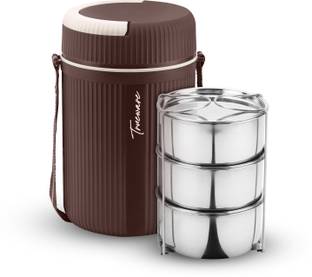Trueware Quick Meal 3 Insulated Hot Lunch Box With 3 SS Container 300 ML Each 3 Containers Lunch Box