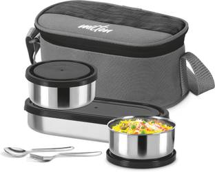 MILTON Master Stainless Steel Lunch Box With Insulated Jacket, Black 3 Containers Lunch Box