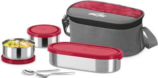 MILTON Master Lunch Max (3 Containers,1 x 675 ml , 2 X 280 ml each) With Jacket, Red 3 Containers Lunch Box