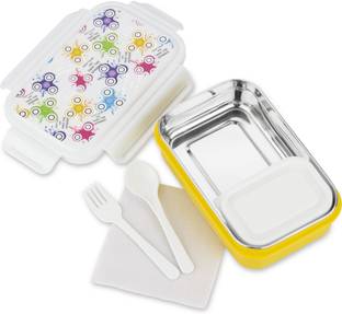 Flipkart SmartBuy Steel Plastic Air Tight Spill Proof ,Tiffin Boxes with (Yellow) 2 Containers Lunch Box