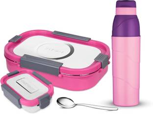 Trueware ClipFlip Pu Insulated Hot Lunch Box 1200ml & Insulated Hot and Cold Bottle 500ml 2 Containers Lunch Box