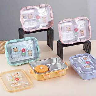 The Ubals Cartoon Print 3-Compartment Thermal Lunch Box for Kids & Adults 3 Containers Lunch Box