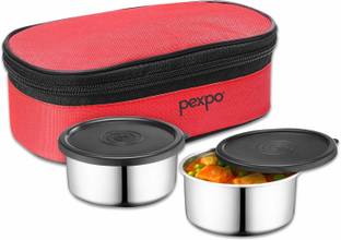 pexpo Stainless Steel Lunch Box With Cover Bag and Leakproof Air-Tight 2 Containers Lunch Box