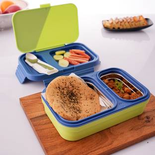 Flipkart SmartBuy 2 Compartment Stainless Steel Lunch Box for School with Steel Spoon 2 Containers Lunch Box