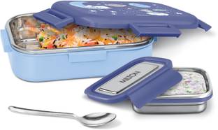 MILTON Hugo Inner Steel Tiffin Box for School with Steel Container,Lunch Box,Dark Blue 2 Containers Lunch Box