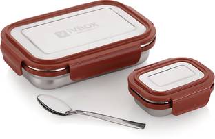 iVBOX Slim-Pro Steel Airtight Leak-Proof Tiffin for Kids School, Office 2 Containers Lunch Box