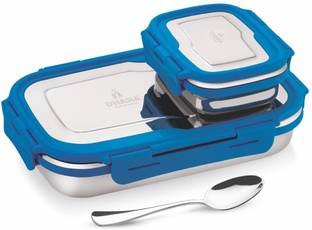 Dhara Stainless Steel BLAZE Tiffin 900ml and Inner Steel 200ml 2 Containers Lunch Box