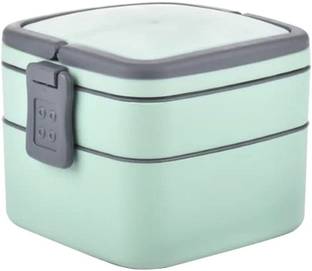 Jindal ent GREEN DOUBLE-LAYER PORTABLE LUNCH BOX STACKABLE WITH CARRYING HANDLE 2 Containers Lunch Box