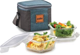 cello Elite Square, Leakproof, Microwave safe (320 ml) 2 Containers Lunch Box