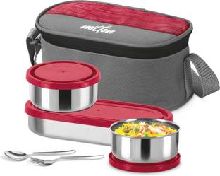 MILTON Master Stainless Steel Lunch Box With Insulated Jacket, Red 3 Containers Lunch Box