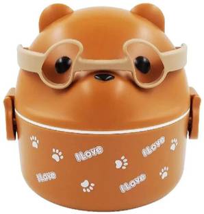 SHREEPUSTI Bear Lunch Box with Handle 1 Containers Plastic School Lunch Box