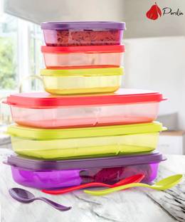 Porslin New Mini Insulated Tiffin with 2 , 280 ml Each, Cyan 6 Containers Lunch Box