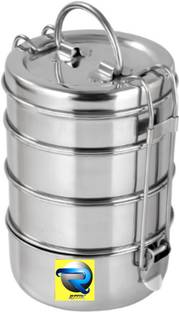 r777k Stainless Steel Traditional Lunch Box, Clip Carrier 4 Containers 4 Containers Lunch Box