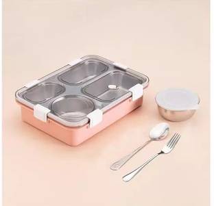 Pretty Pearl Leakproof 4 compartment lunch box for kids , lunchbox for school , office 4 Containers Lunch Box