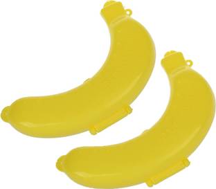 WHAAKART Banana case Fruit Storage Holder Cover Box use for School Kids, Office, Picnic 2 Containers Lunch Box