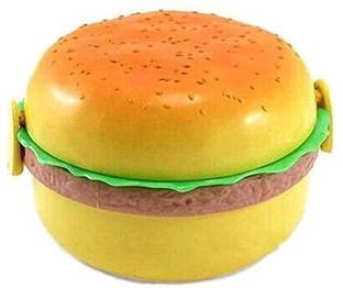 RQPFAB Burger Shape Round Lunch Box 3 Containers Lunch Box 2 Spoons(600 ml) 3 Containers Lunch Box