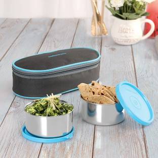 cello Steelox Stainless Steel 2 Containers Stainless Steel Office Lunch Box