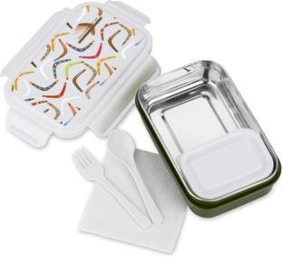 Nabhya Small Size Steel Plastic Spill Proof ,Tiffin Boxes for With Plastic Katori 2 Containers Lunch Box