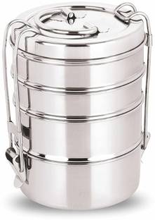 Sanimart Extra-Large Stainless Steel Lunch Box Set – 4 Compartment Tiffin (700 ml Each) 4 Containers Lunch Box