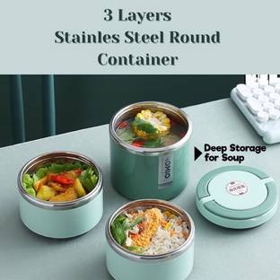 TeDeMeI Insulated Hot & cold steel 3 Containers Lunch Box