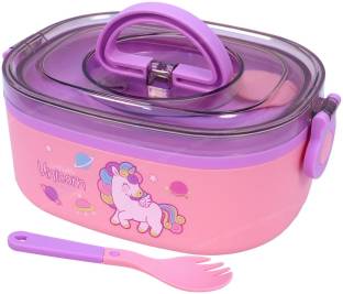 kiaraluchboxes A lunch box designed for kids featuring a cute and charming unicorn in pink. 1 Containers Lunch Box