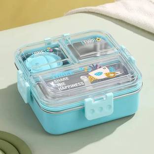4tens Square 3D Embossed 100% leakproof 3 Containers Lunch Box